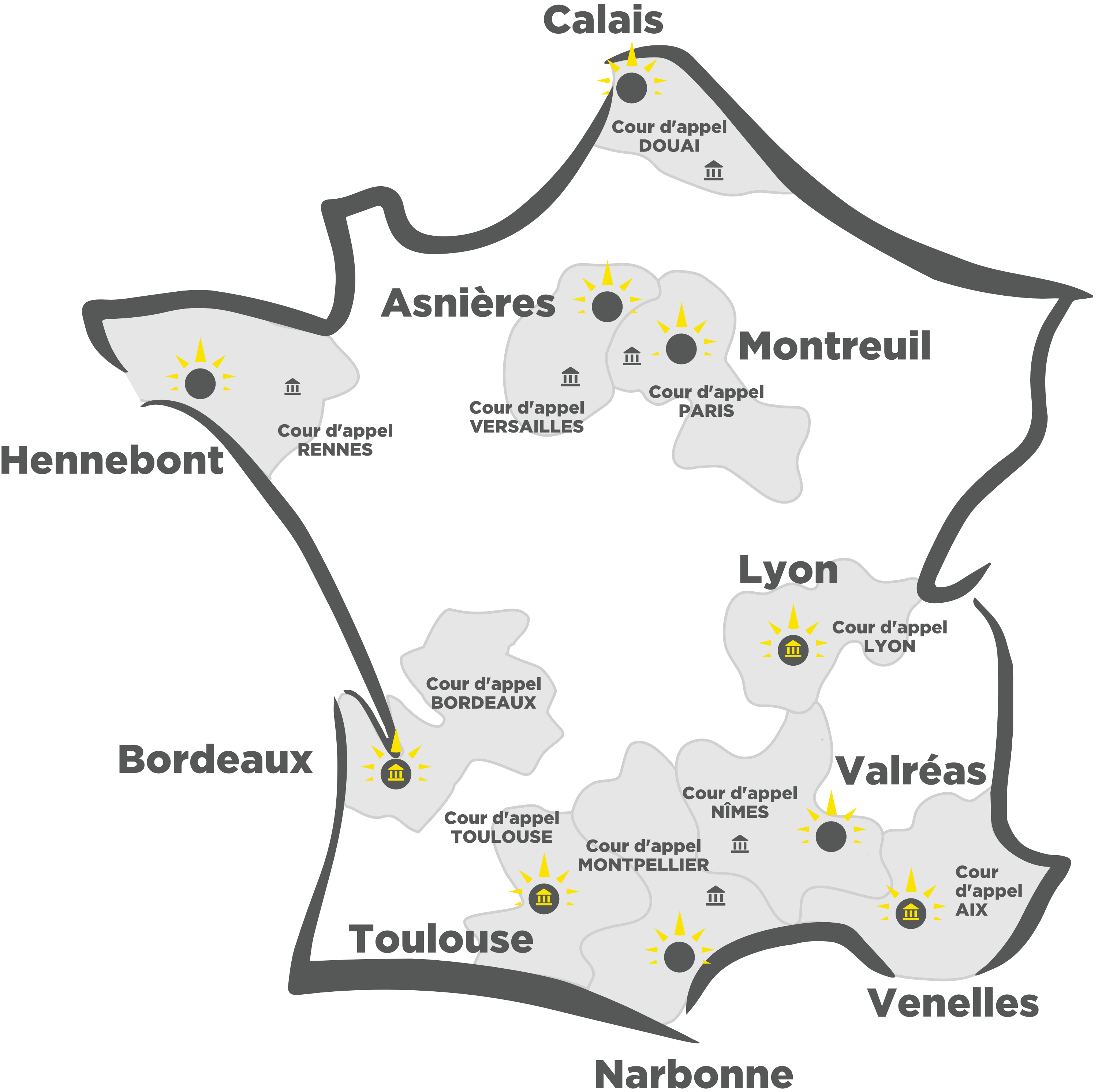 SINEQUAE, 10 offices de commissaires de justice en FRANCE